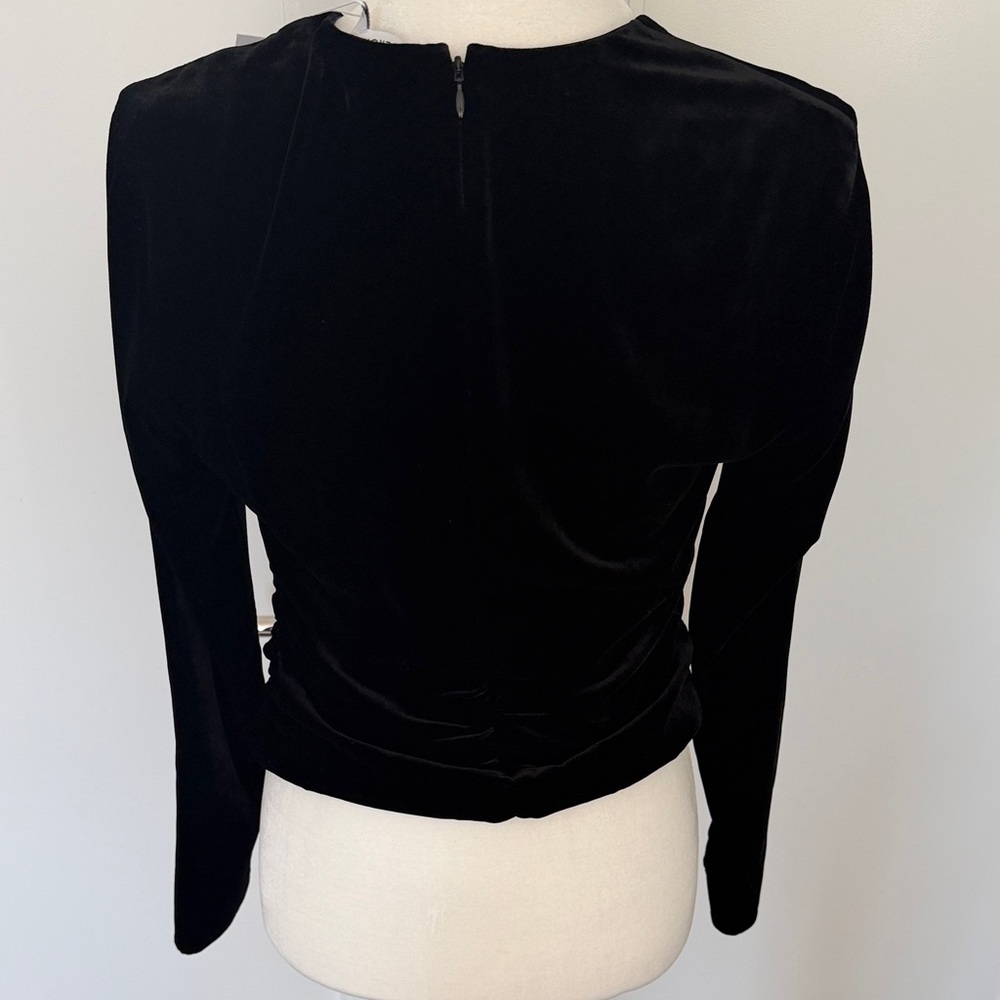 Veronica Beard Pelona Velvet Top Elegant Black V-Neck Women's Top - Picture 6 of 8